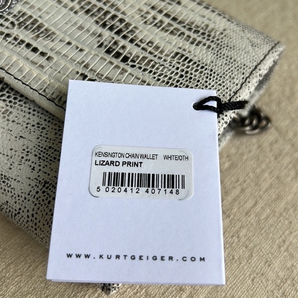 C KURT GEIGER NWT Kensington wallet clutch on chain white lizard print - Picture 9 of 17